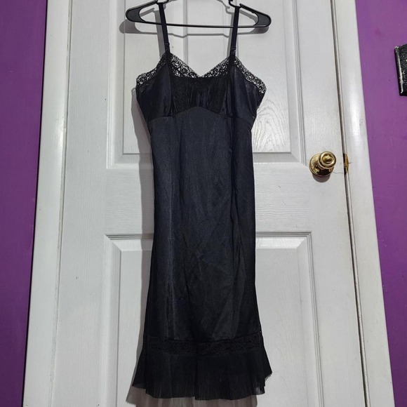 Other - Vintage Black Lace Ruffle Slip